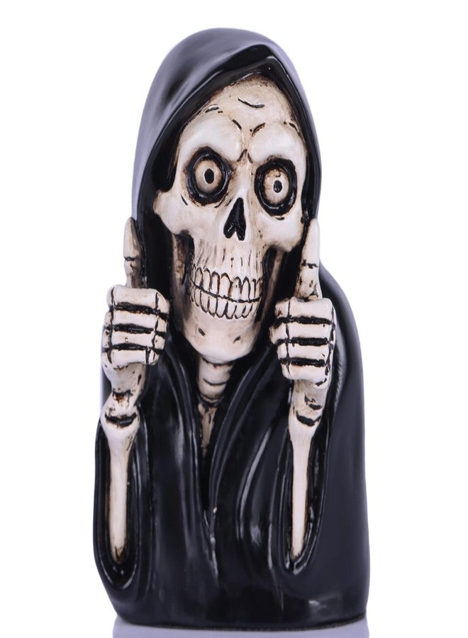 XIAOMAGG Funny Skeleton Figurine- 3.9inch Gothic Grim Reaper Skeleton Knick Knacks,Thumbs Up Mini Skull Figurines,Resin Punk Halloween Home Decor Statue,Retro Death Figurine Dark Humor Gifts for Women - Image 1